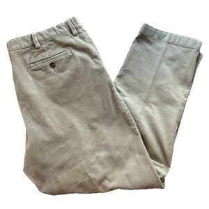 LL Bean Comfort Waist Mens 40x30 Beige Corduroy Natural Fit Chino Pants EUC